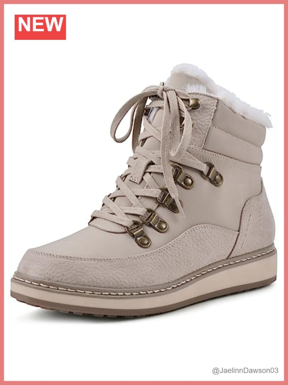 Women's Faux Fur Trim Water Resistant Lace-Up Hiker Bootie